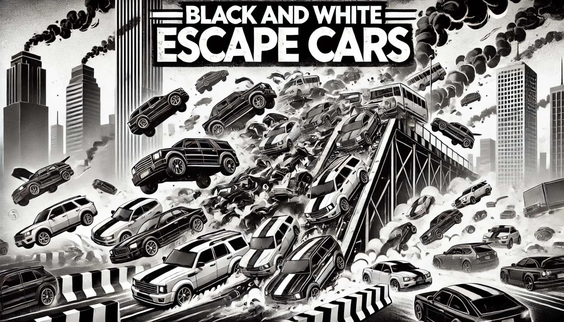 Black and White Escape Cars- game poster