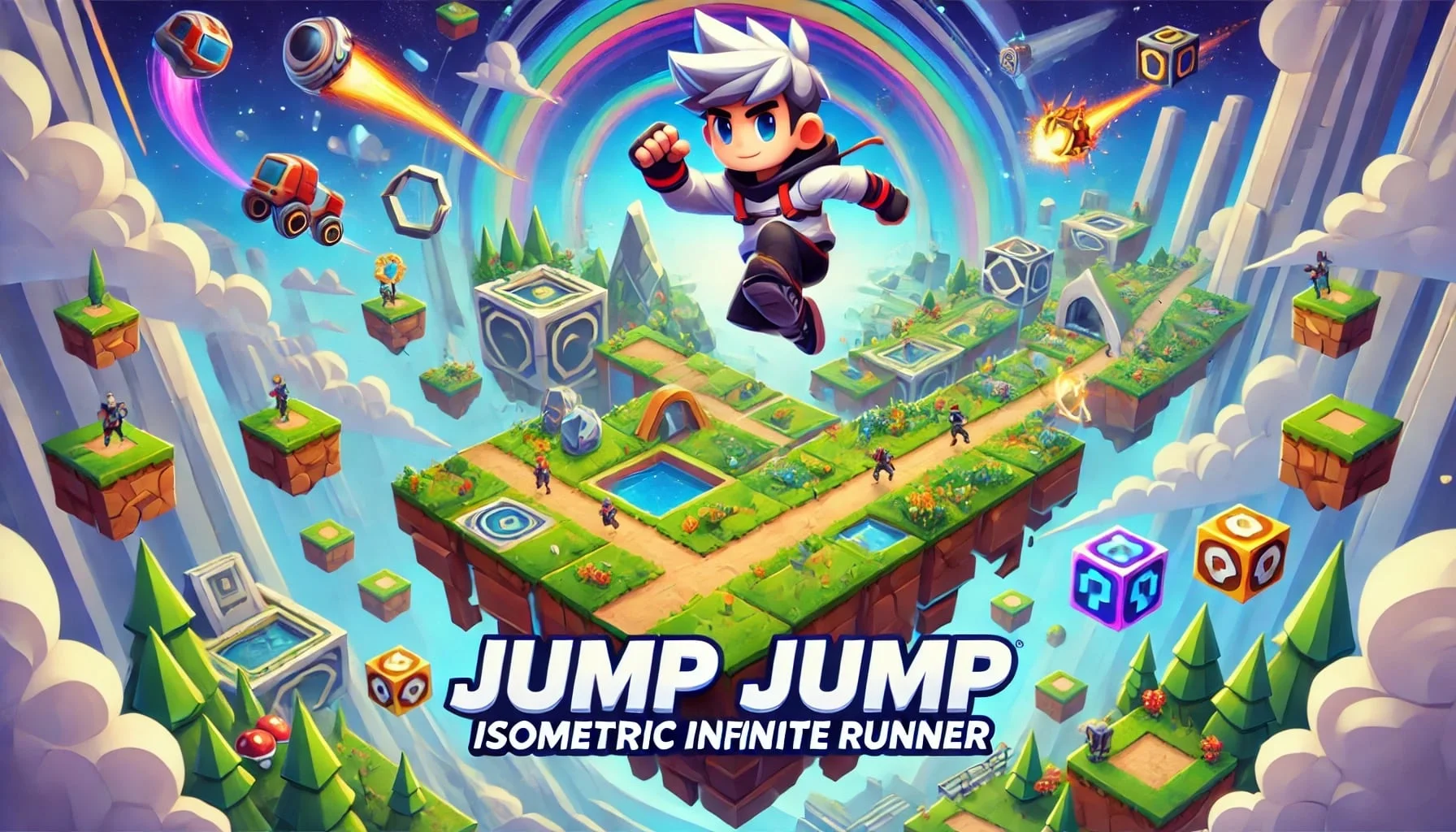 Jump Jump Isometric Infinite runner game cover